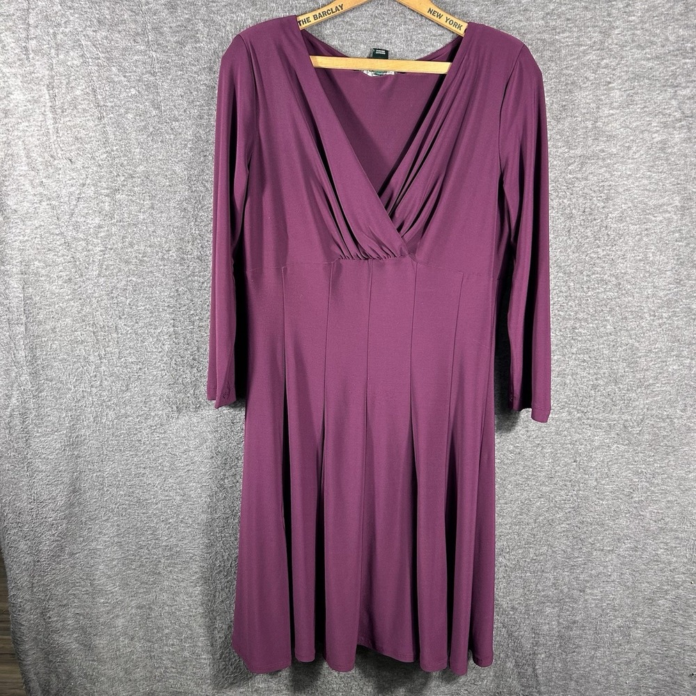LAUREN RALPH LAUREN Women's Size 12 Wine Stretch dress City Old Money Party